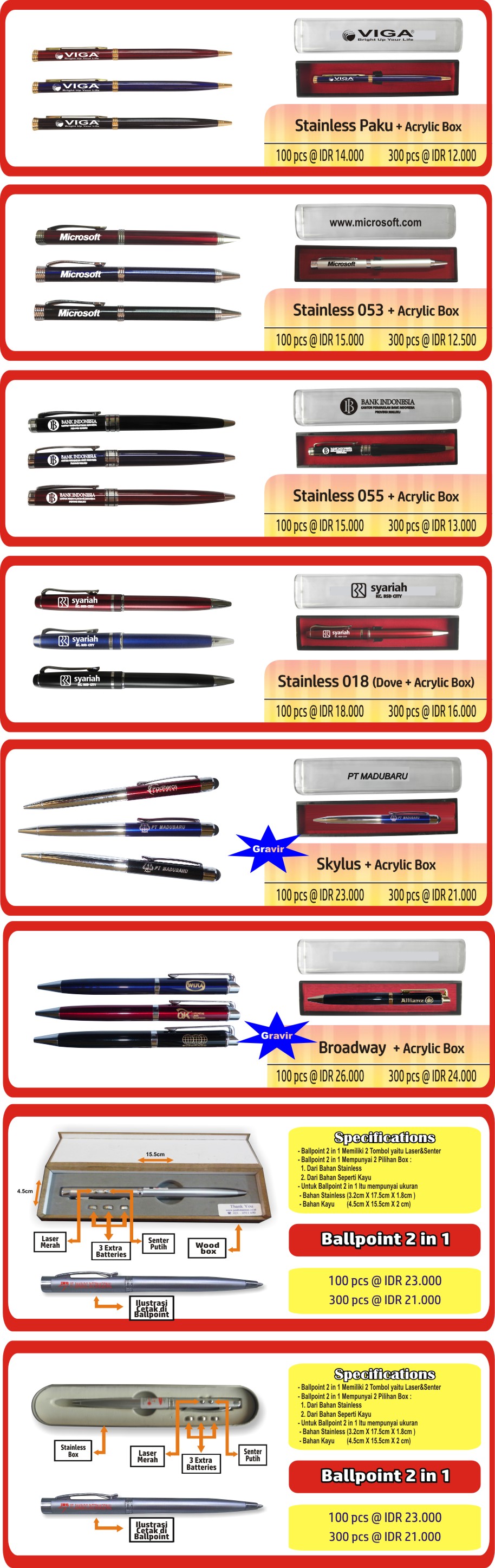Brosur Pen Stainless